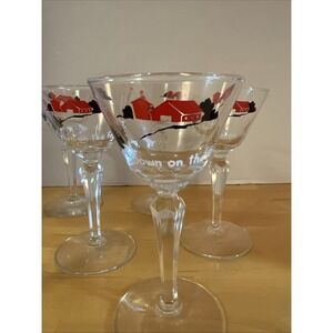 7 Libbey Glass Vintage Down on the Farm Liquor Cocktail Glasses